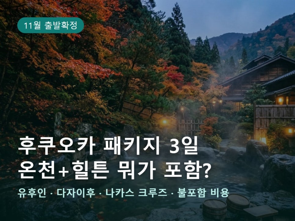 후쿠오카 패키지 3일 온천호텔 힐튼 포함 불포함 비교 네이버 원문 썸네일