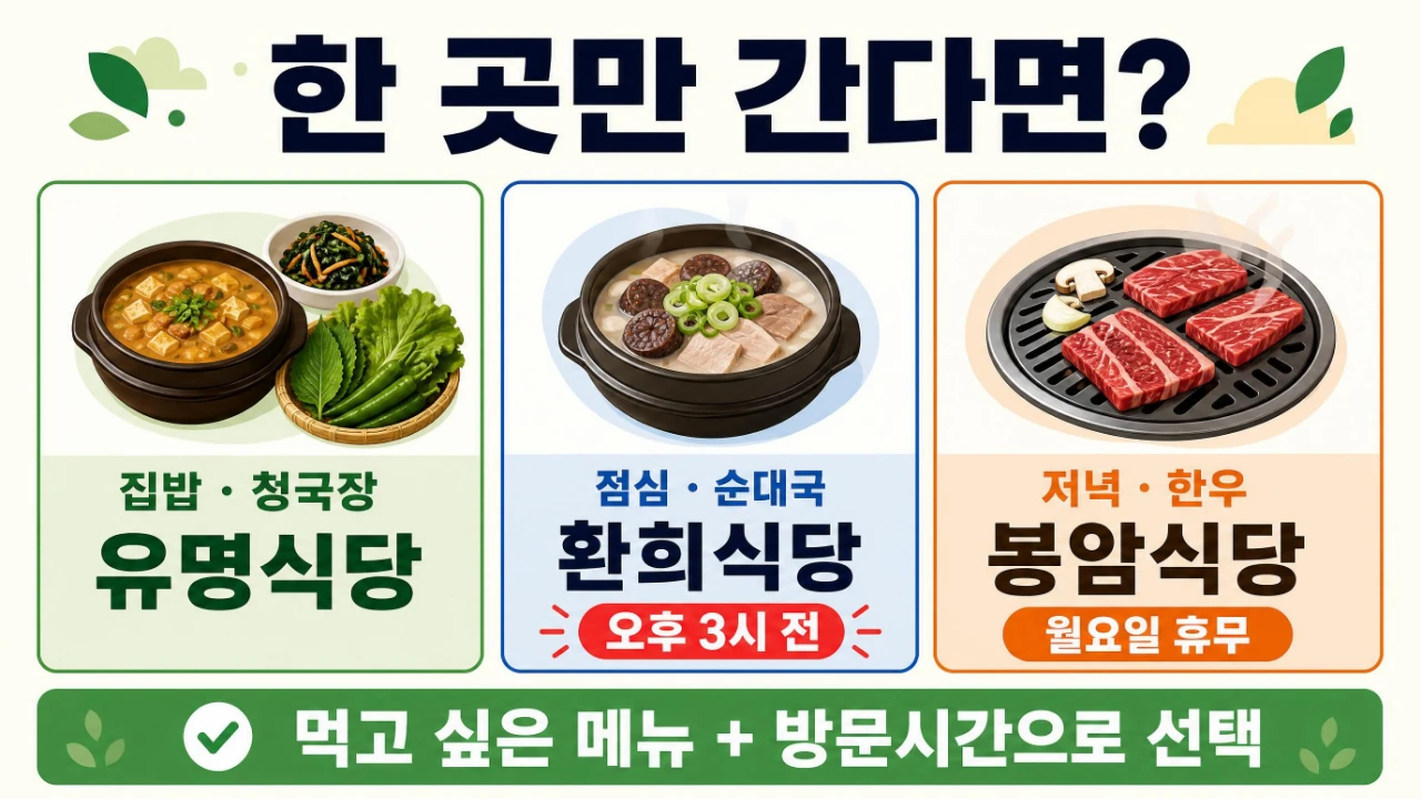 전현무계획4 양주 유명식당 환희식당 봉암식당 메뉴와 방문시간 선택 가이드