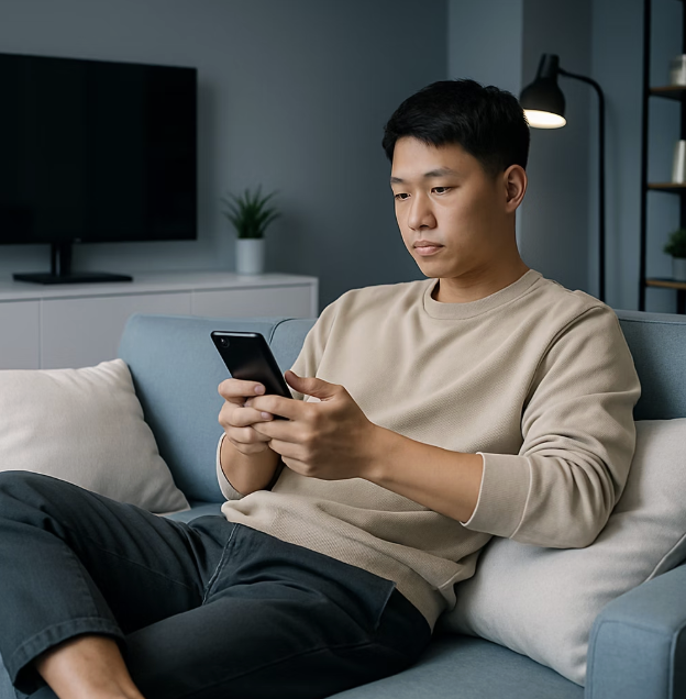 최악의 자세 2 : 소파 위의 &amp;#39;반쯤 누운&amp;#39; 자세