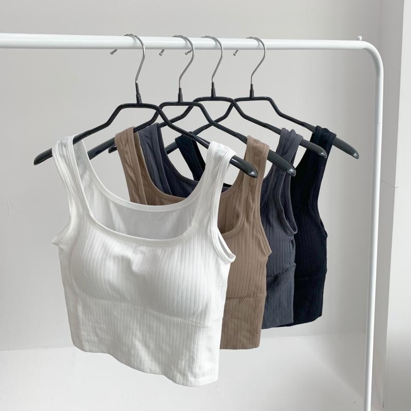 핵쫀쫀 볼륨캡 크롭탑 나시 캡탈부착