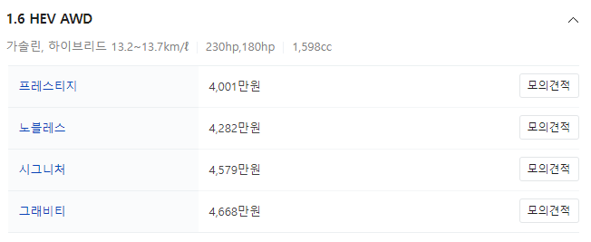 쏘렌토 하이브리드 가격