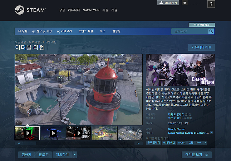 스팀-이터널-리턴-페이지