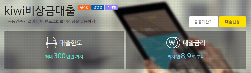 KB저축은행 kiwi비상금대출 추천