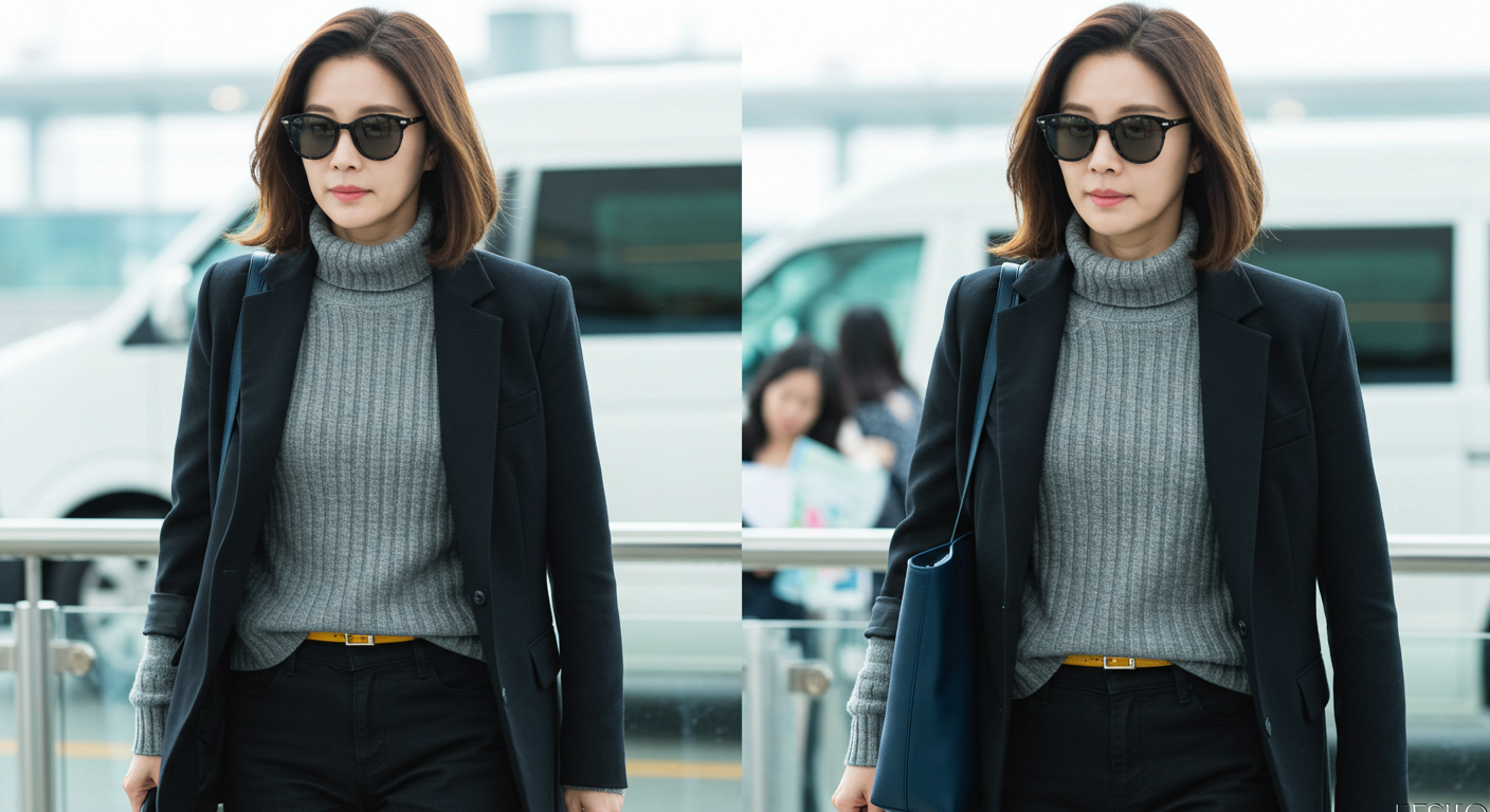 중년 여성 공항패션