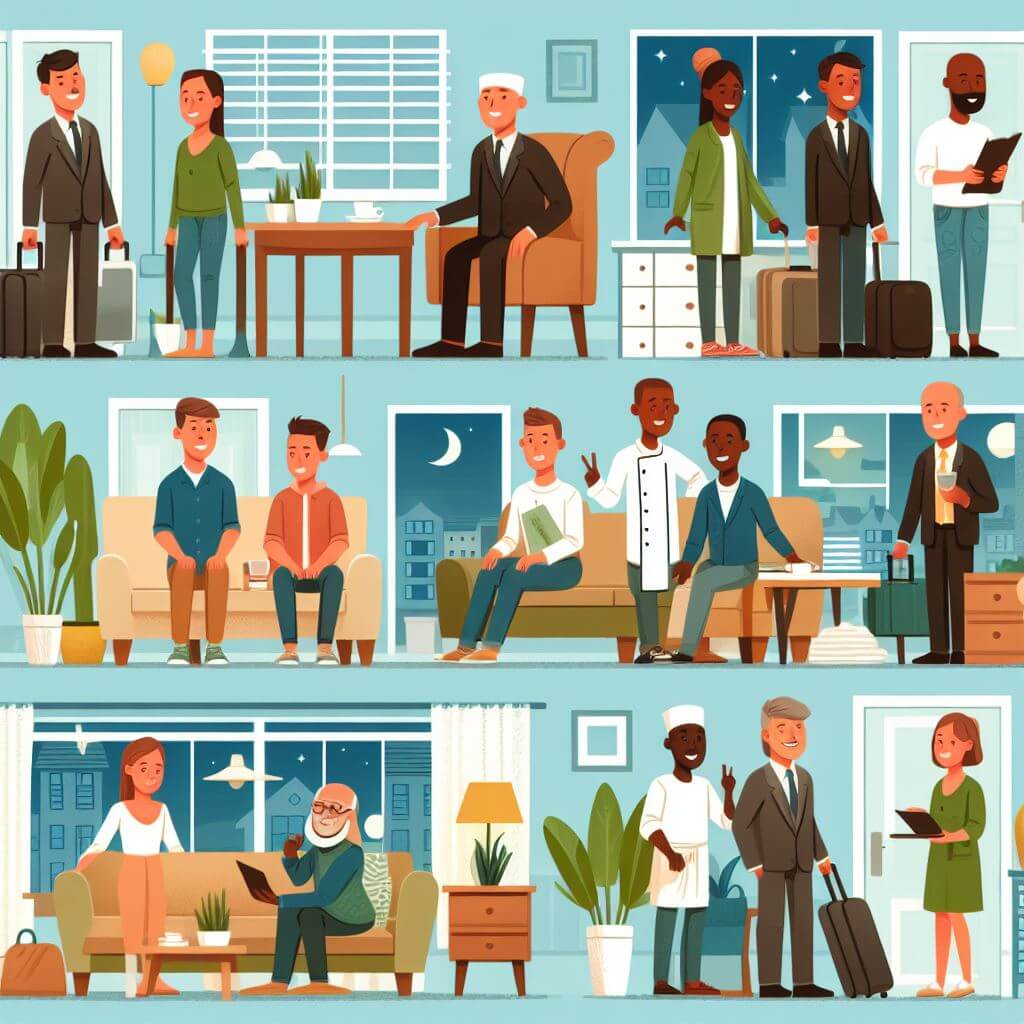 숙박할인권을 사용하는 다양한 사람들