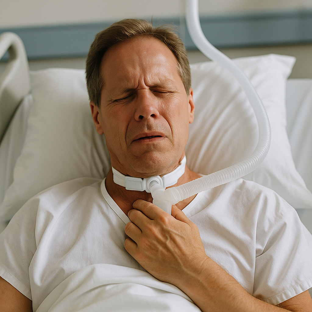 목을 치료하고 있는 환자의 모습