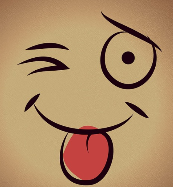 빨간 혓바닥을 내밀고 윙크를 하고 있는 그림