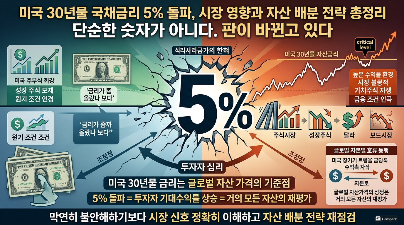 미국 30년물 국채금리 5% 돌파, 시장 영향과 자산 배분 전략 총정리