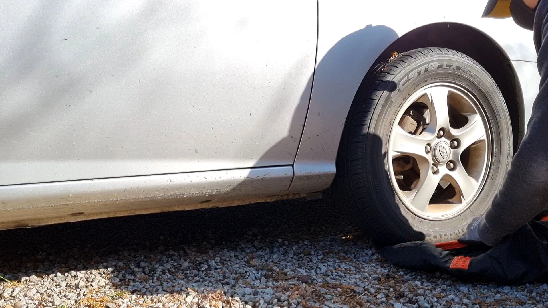 직물 스노우체인 탈거 모습