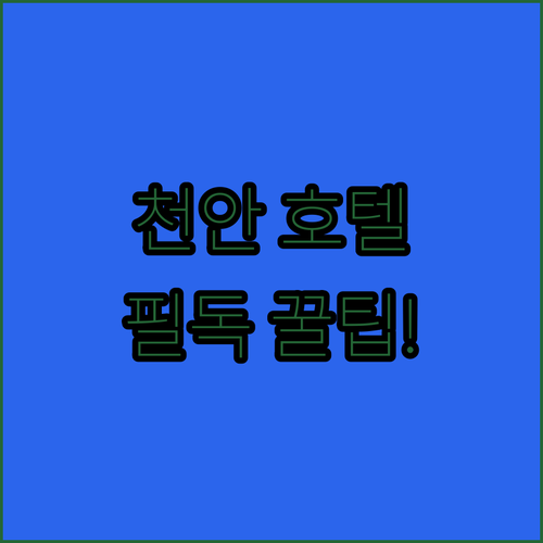 직접 분석한 천안 호텔 추천 리스트와..