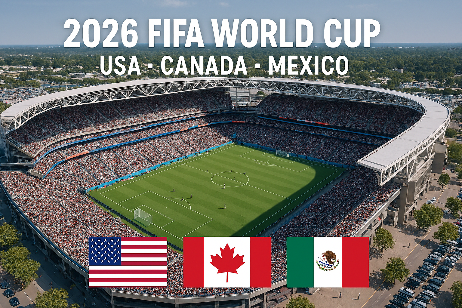 미국 캐나다 멕시코 3국이 공동 개최하는 2026 FIFA 월드컵 경기장 모습 인포그래픽
