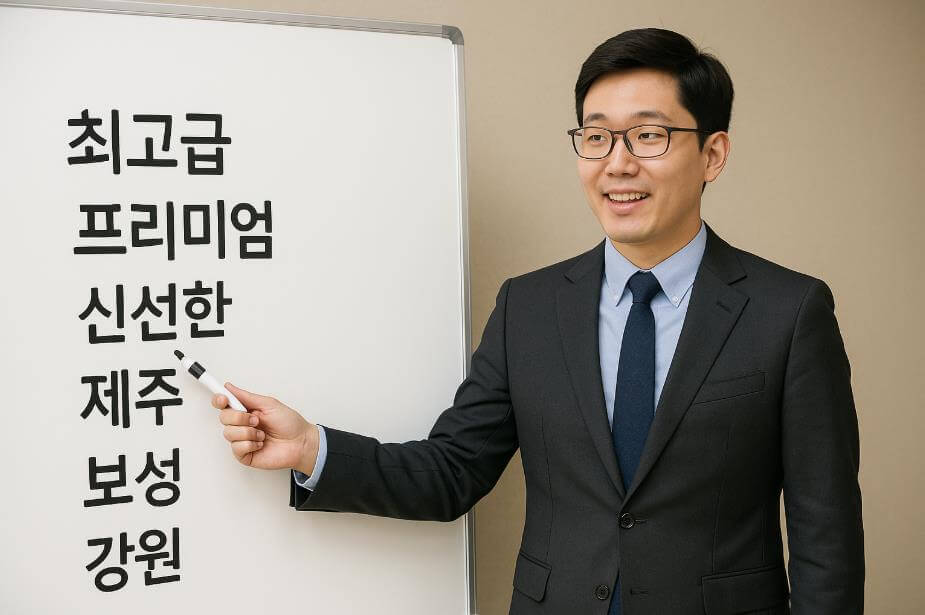 품질&middot;산지형 성질표시상표의 예시를 설명하는 변리사
