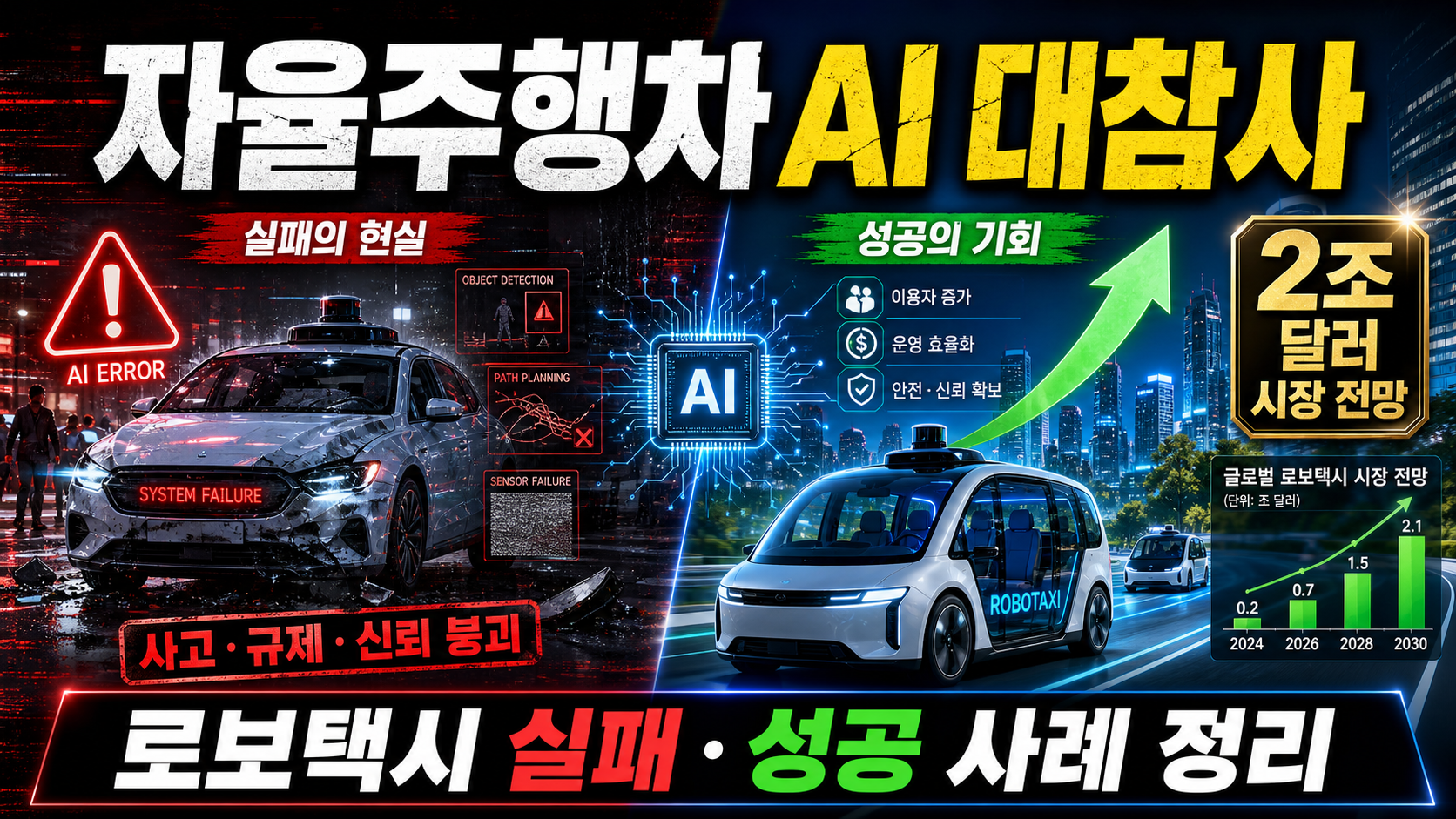 자율주행차 AI 대참사|2조 달러 시장 전망과 로보택시 실패·성공 사례 정리