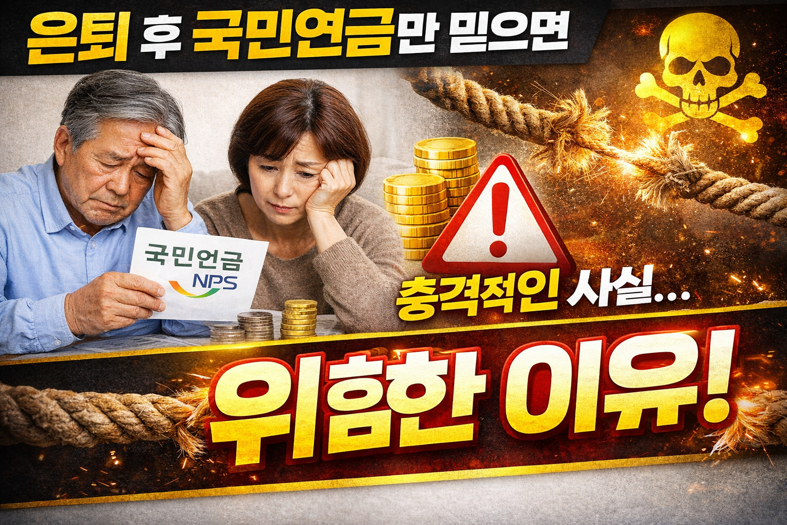 은퇴 후 국민연금만 믿었던 부부가 생활비, 노후 비용이 부족해 걱정하고 있다.