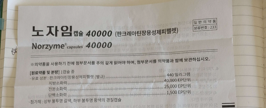 노자임 40000 설명서 앞면