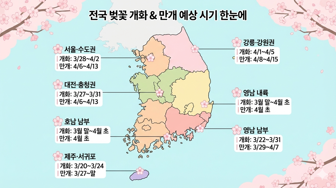 2026 벚꽃 개화시기 완벽 가이드