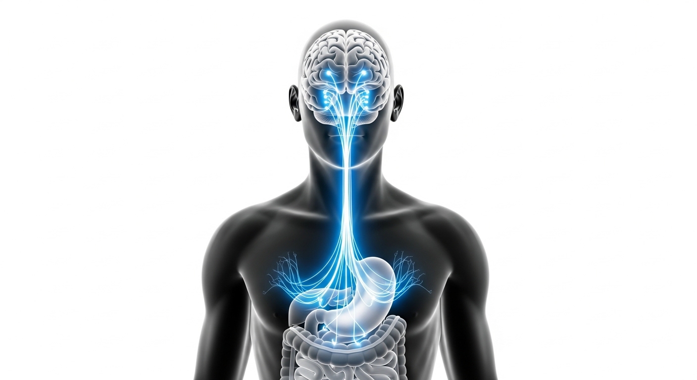 스트레스가 뇌와 장을 연결해 소화에 영향을 주는 구조 설명 이미지
