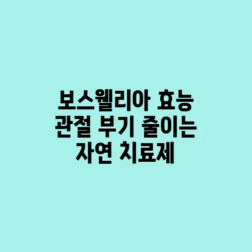 보스웰리아 효능 관절 부기 줄이는 자연 치료제