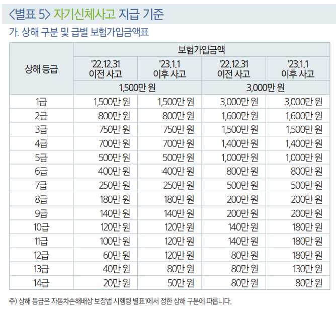 자기신체사고와 자동차상해