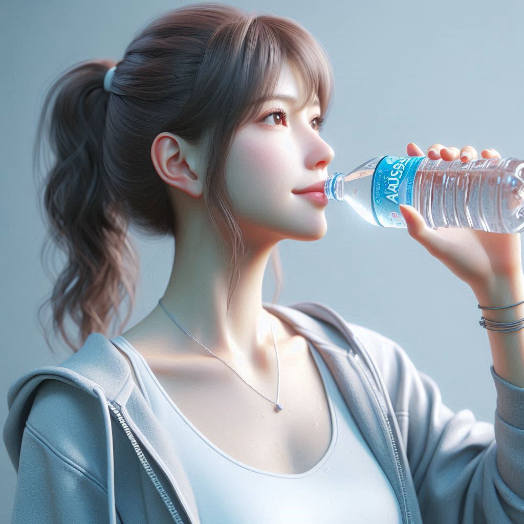 시원한 물을 마시는 사람의 모습