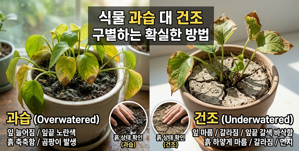 식물 과습 vs 건조 구별하는 확실한 방법