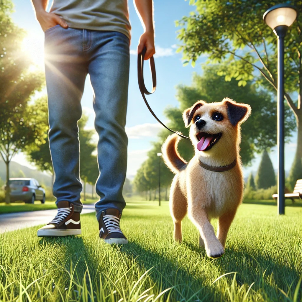 행복한 강아지 산책