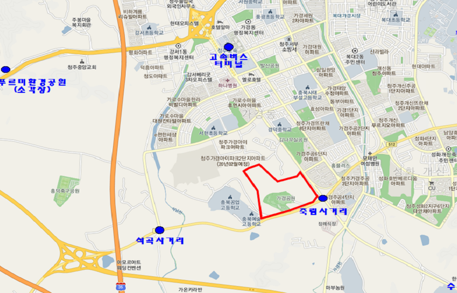 청주시홍골공원위치도