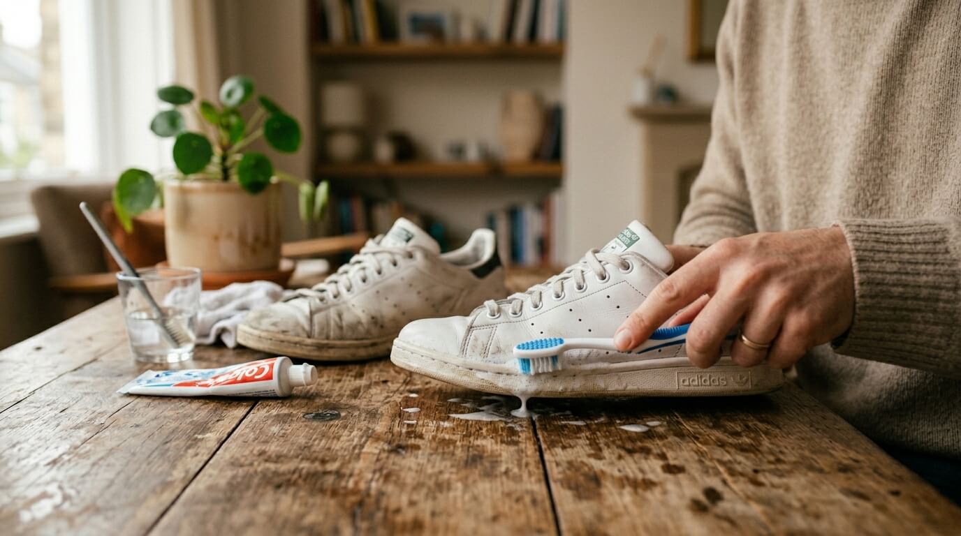 치약으로 운동화 흰 밑창 청소하는 생활꿀팁