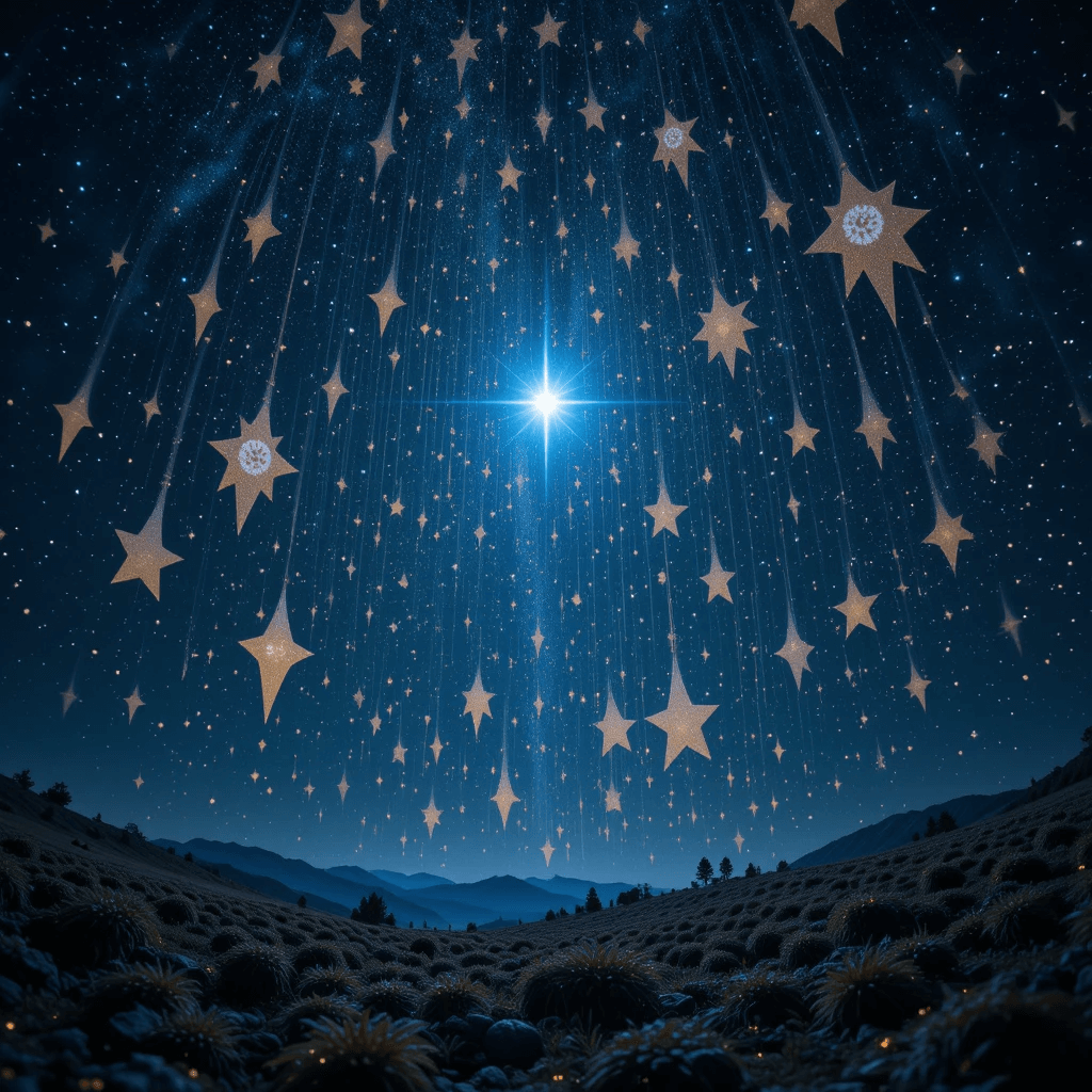 대박 태몽의 대표 꿈 홍보 포스터로 하늘에서 빛나는 별 꿈입니다.