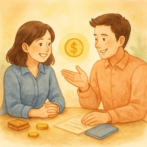 데이트비용에 대해 대화를 나누는 커플