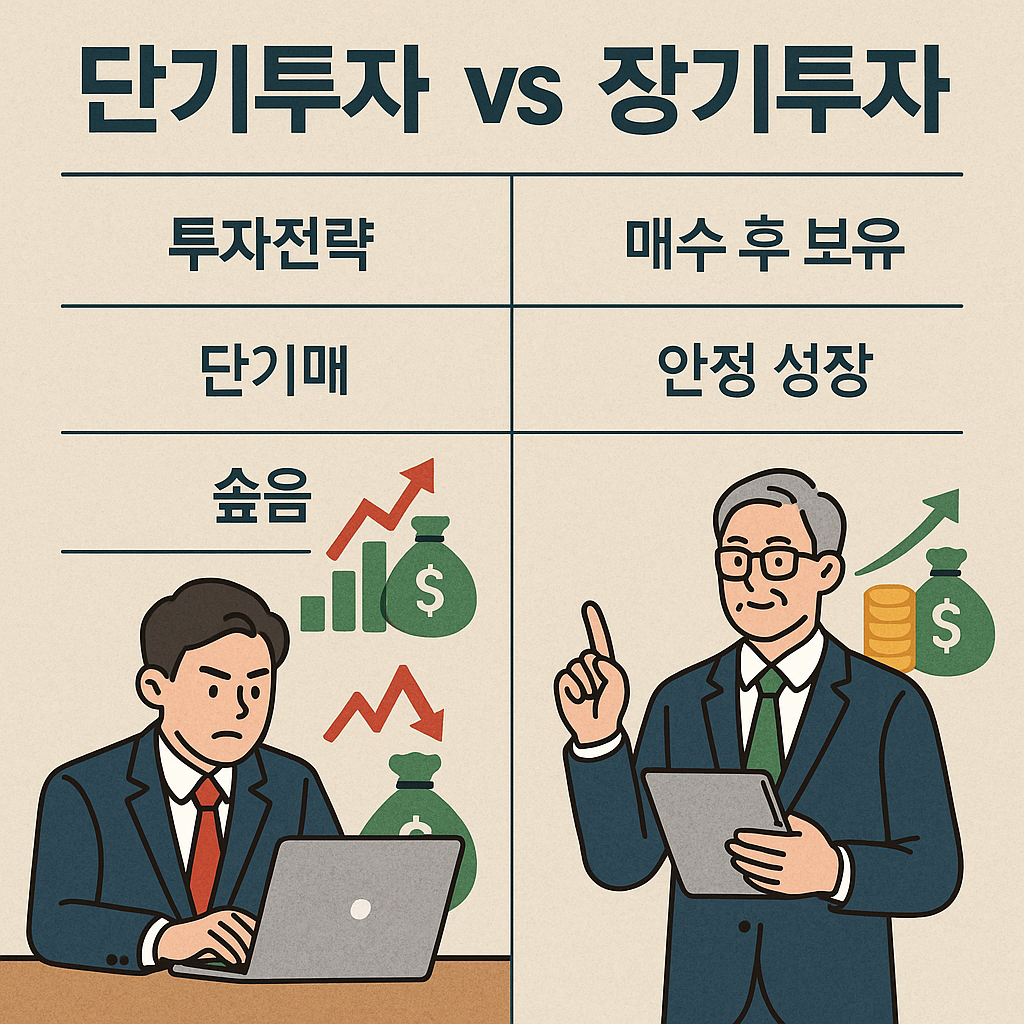 단기투자 vs 장기투자 이미지