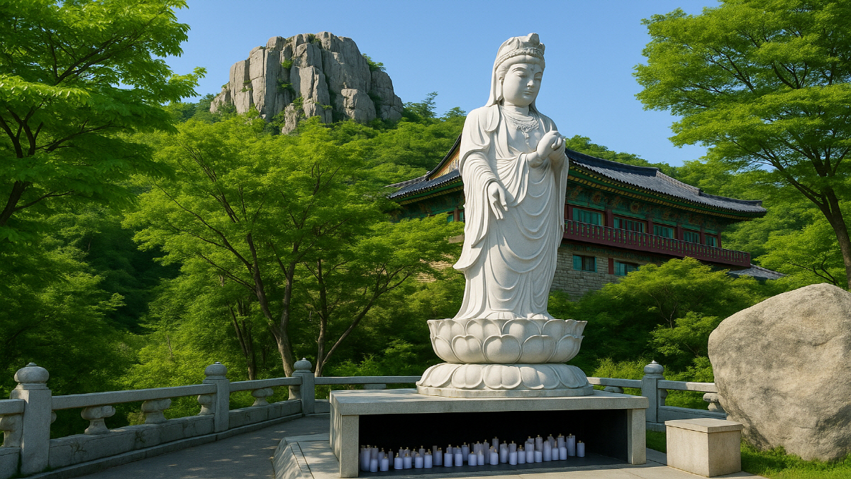 남해 금산 보리암 풍경 일라스트