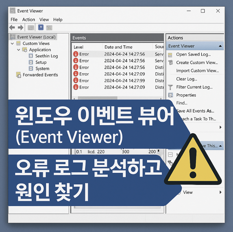 윈도우 이벤트 뷰어(Event Viewer), 오류 로그 분석하고 원인 찾기
