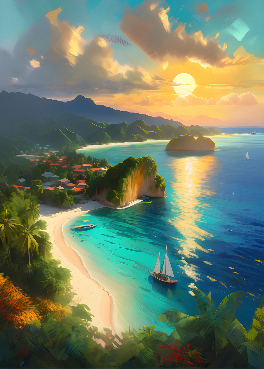 필리핀의 한 섬을 연상하게 하는 그림 사진입니다.