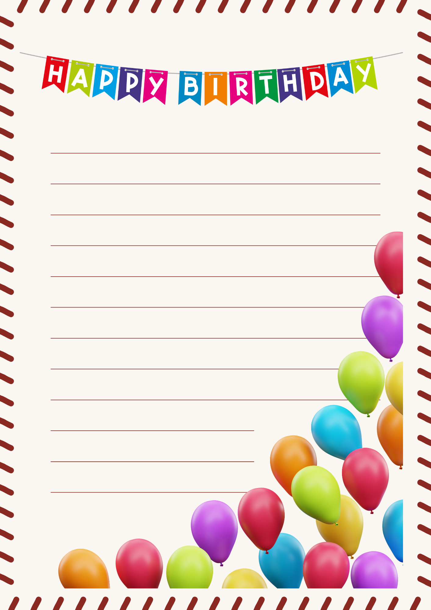 생일 편지지 무료 다운로드 PDF 파일 이미지