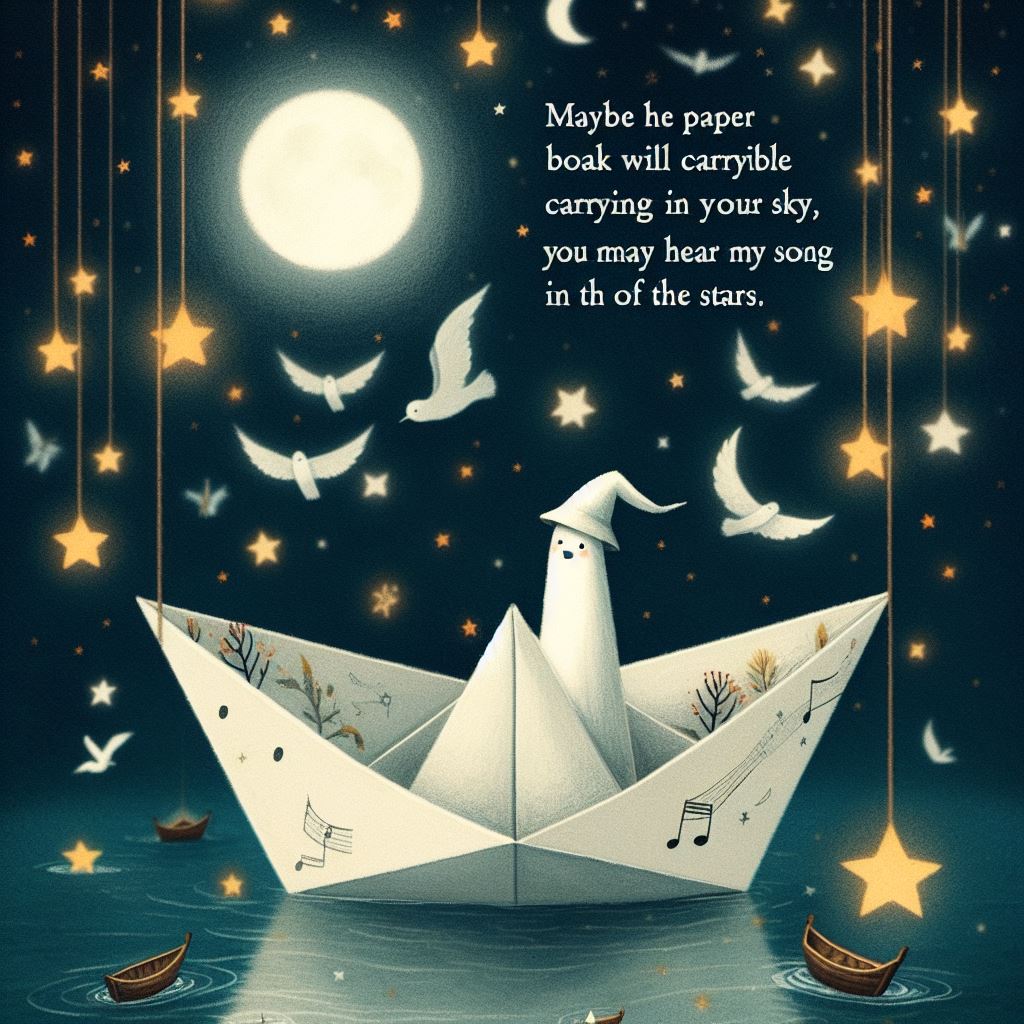 어쩌면 나의 노래를 실은 종이배 당신의 하늘에서도 보일지 모르니까요 당신의 별빛 속에서도 내 노래 소리 들릴지 모르니까요