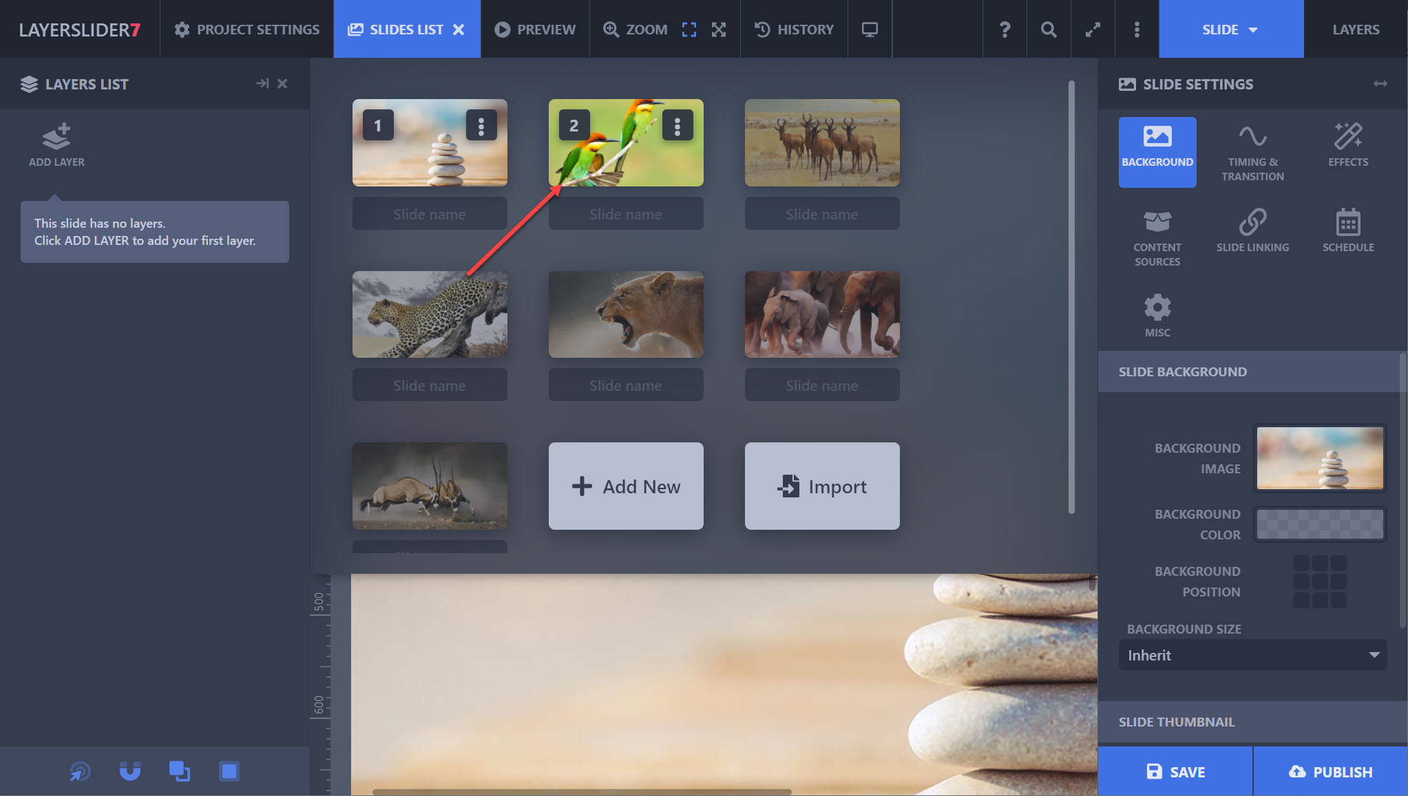 워드프레스 LayerSlider 플러그인: 심플한 이미지 슬라이더 만들기 - 슬라이드 목록