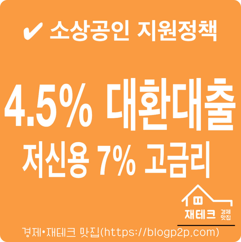 소상공인&middot;자영업자 대환대출 4.5% 10년상환 한도 조건 신청기간 방법