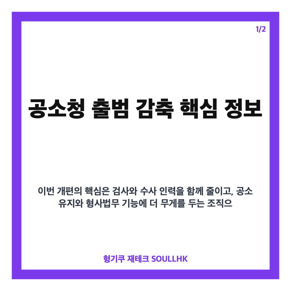 공소청 출범 감축, 검사 정원 80~85%와 수사관 축소 핵심 정리 카드뉴스 1