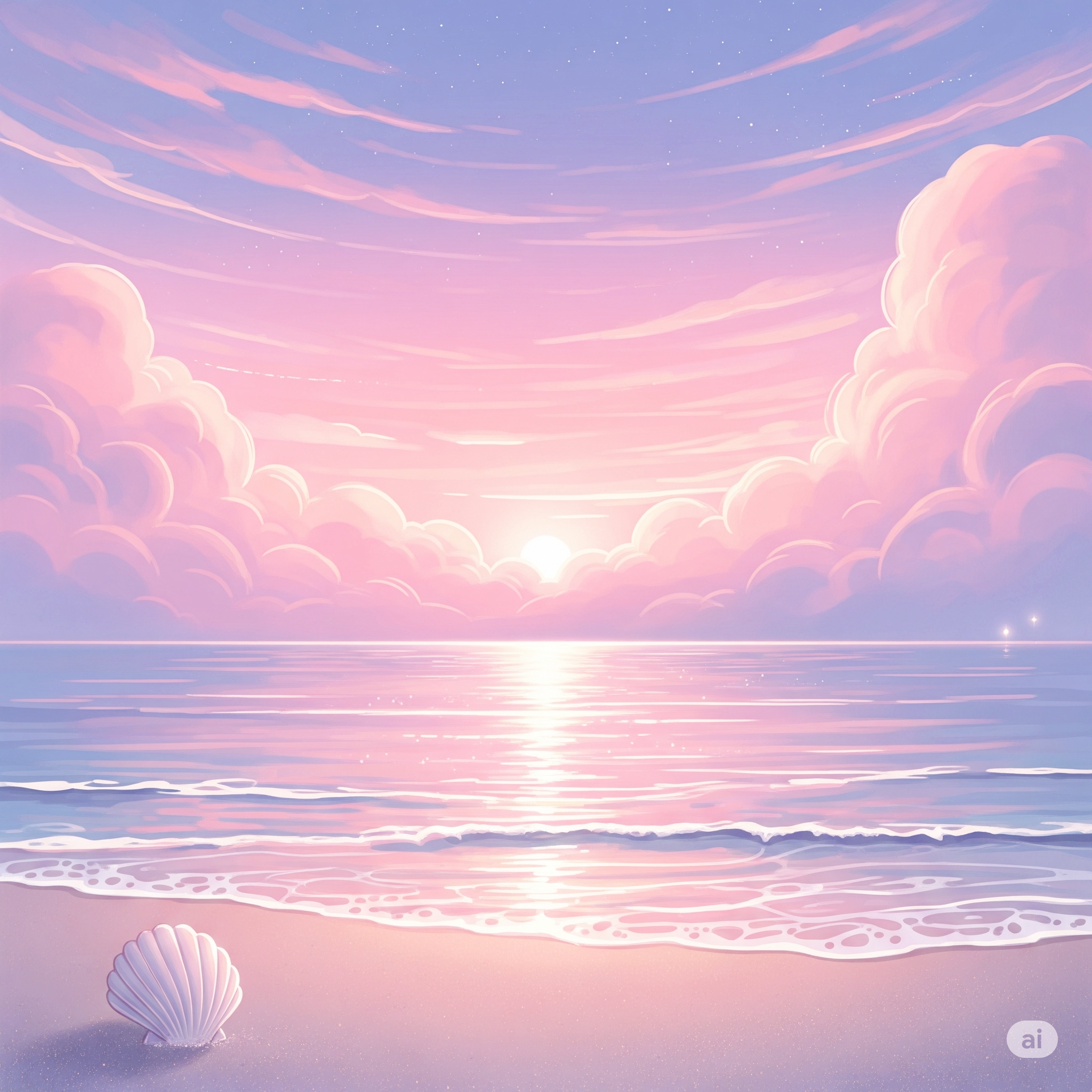 노을 지는 바닷가