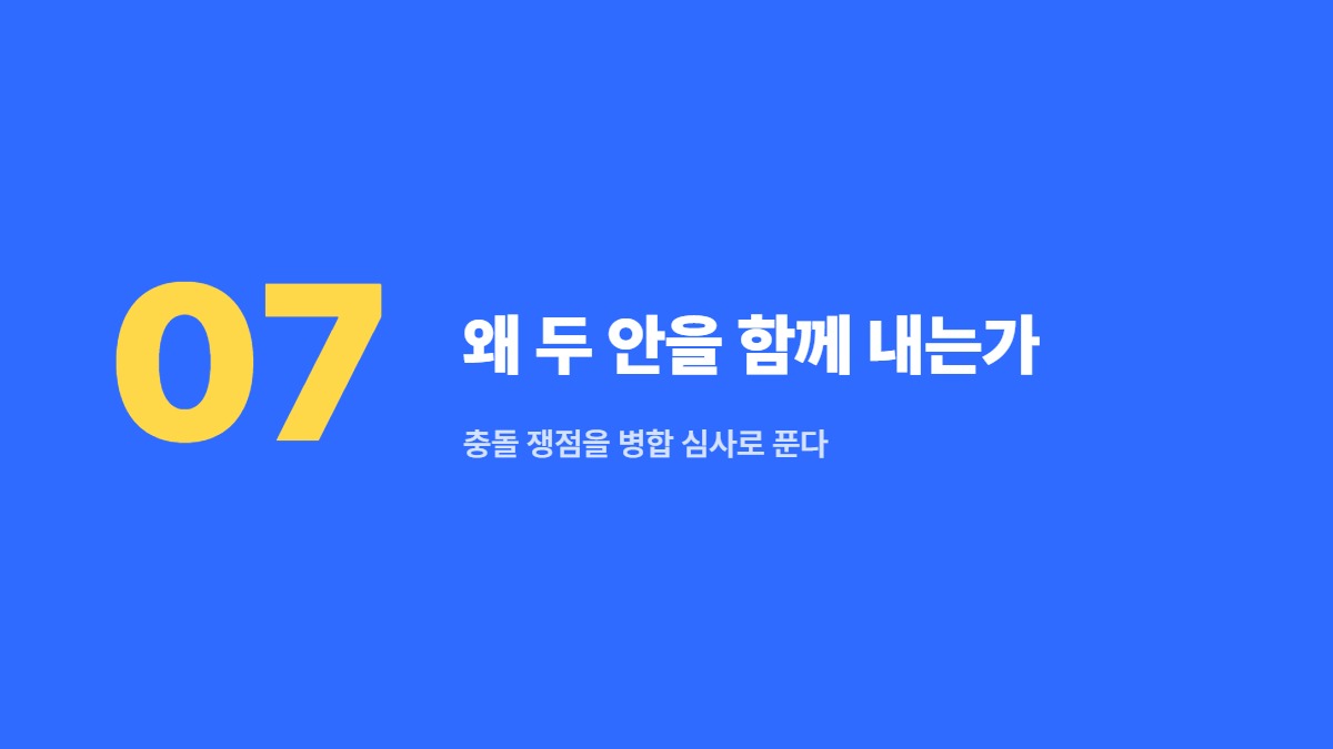 왜 두 안을 함께 내는가 &mdash; 충돌 쟁점을 병합 심사로 푼다