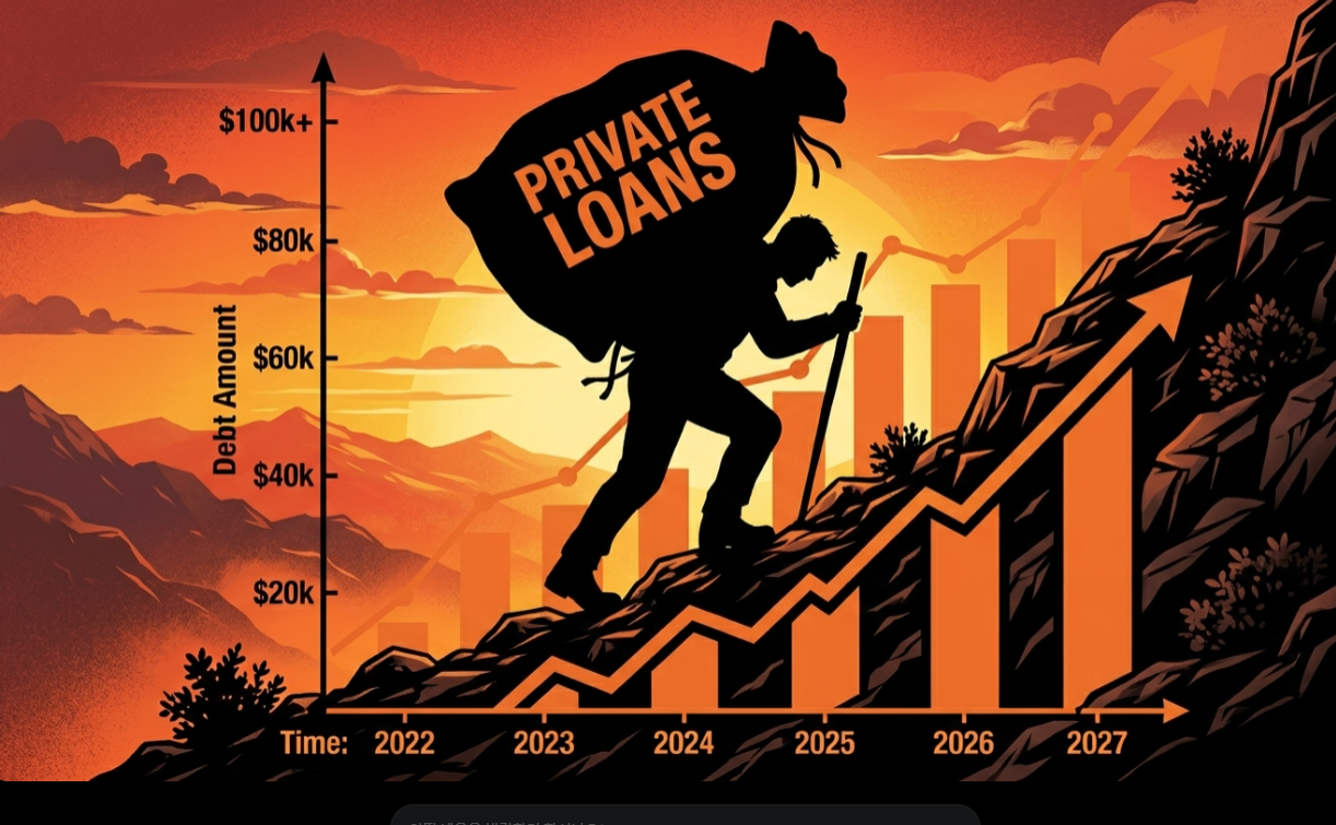 소룩스 주가 전망 관련 이미지(무거운 짐(사채)을 등에 업고 가파른 언덕(차트)을 오르는 사람의 실루엣 일러스트)