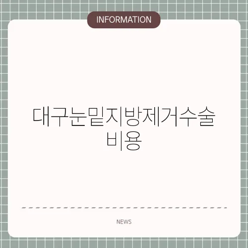 대구눈밑지방제거수술비용