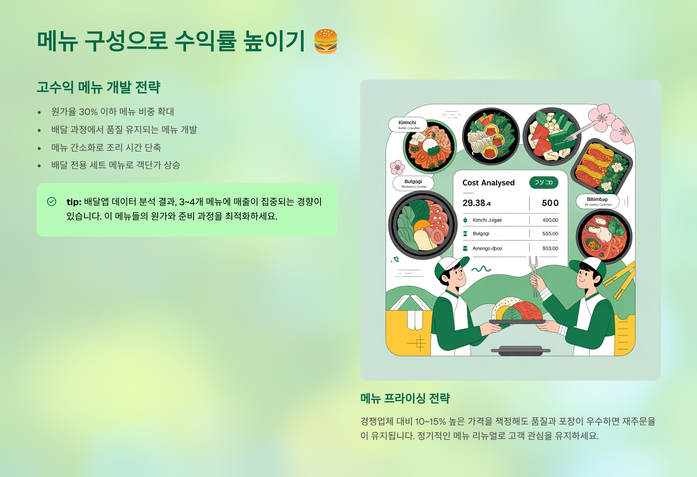 메뉴 구성으로 수익률 높이기