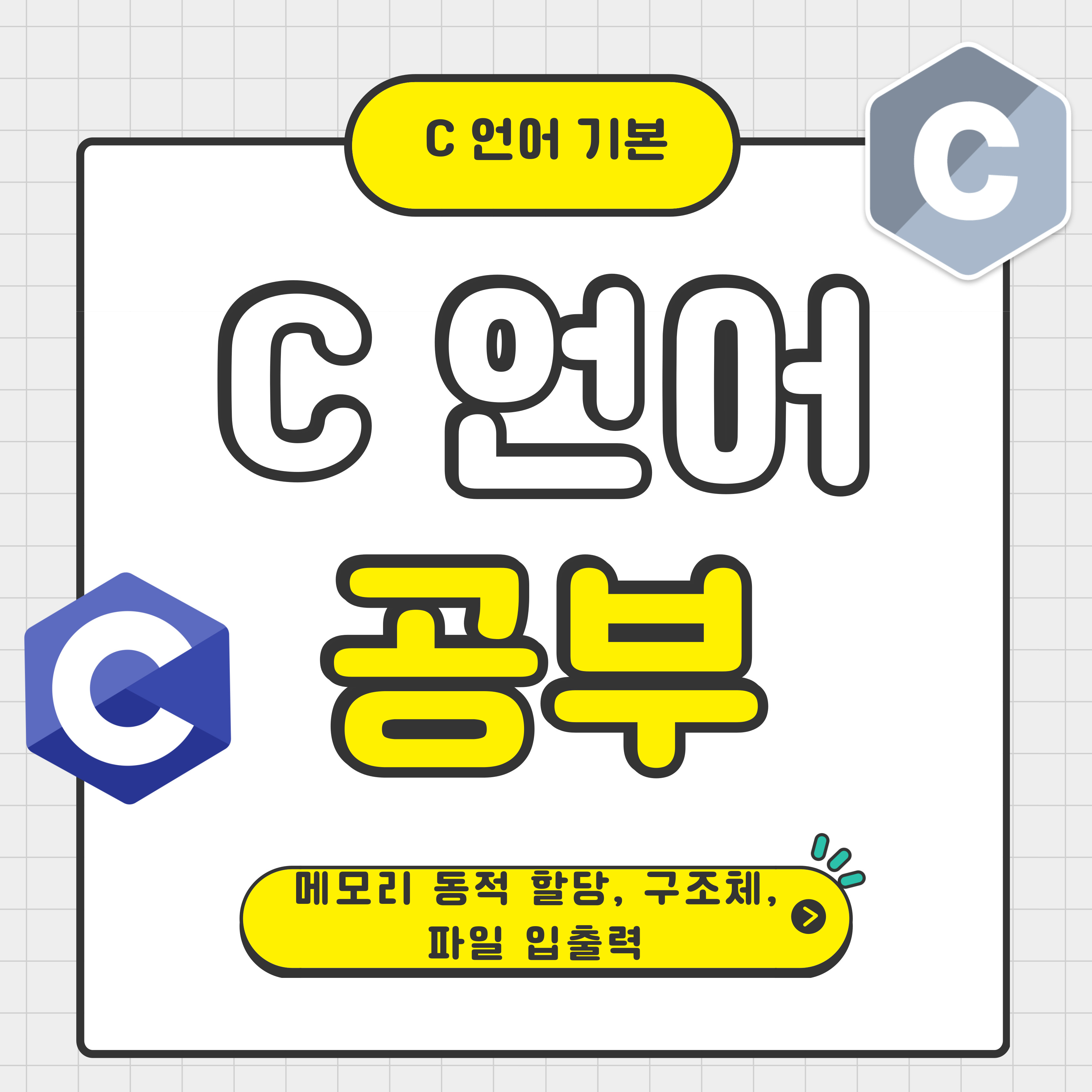 C 언어 기본 메모리 동적 할당, 구조체, 파일 입출력 소개 이미지