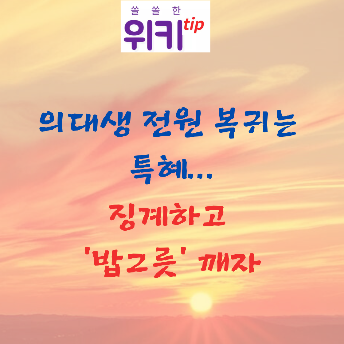 의대생 전원 복귀는 특혜...징계하고 '밥그릇' 깨자