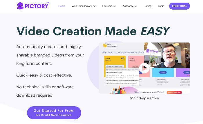 Pictory AI
인공지능 동영상 편집