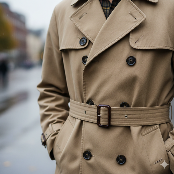 트렌치코트 단독 클로즈업 사진