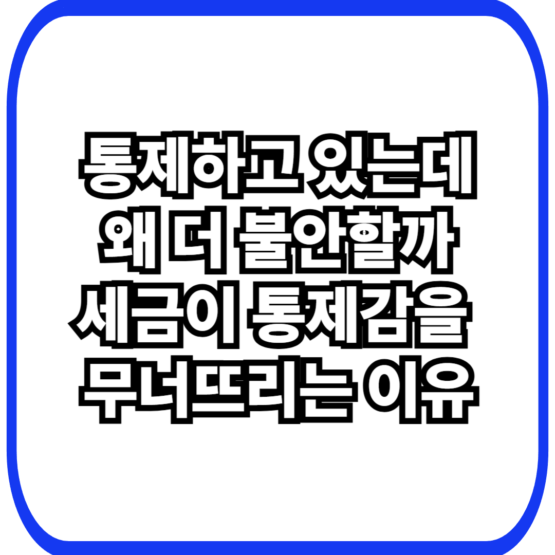 세금과 통제감의 착각: 통제하고 있다고 느낄수록 불안해지는 이유
