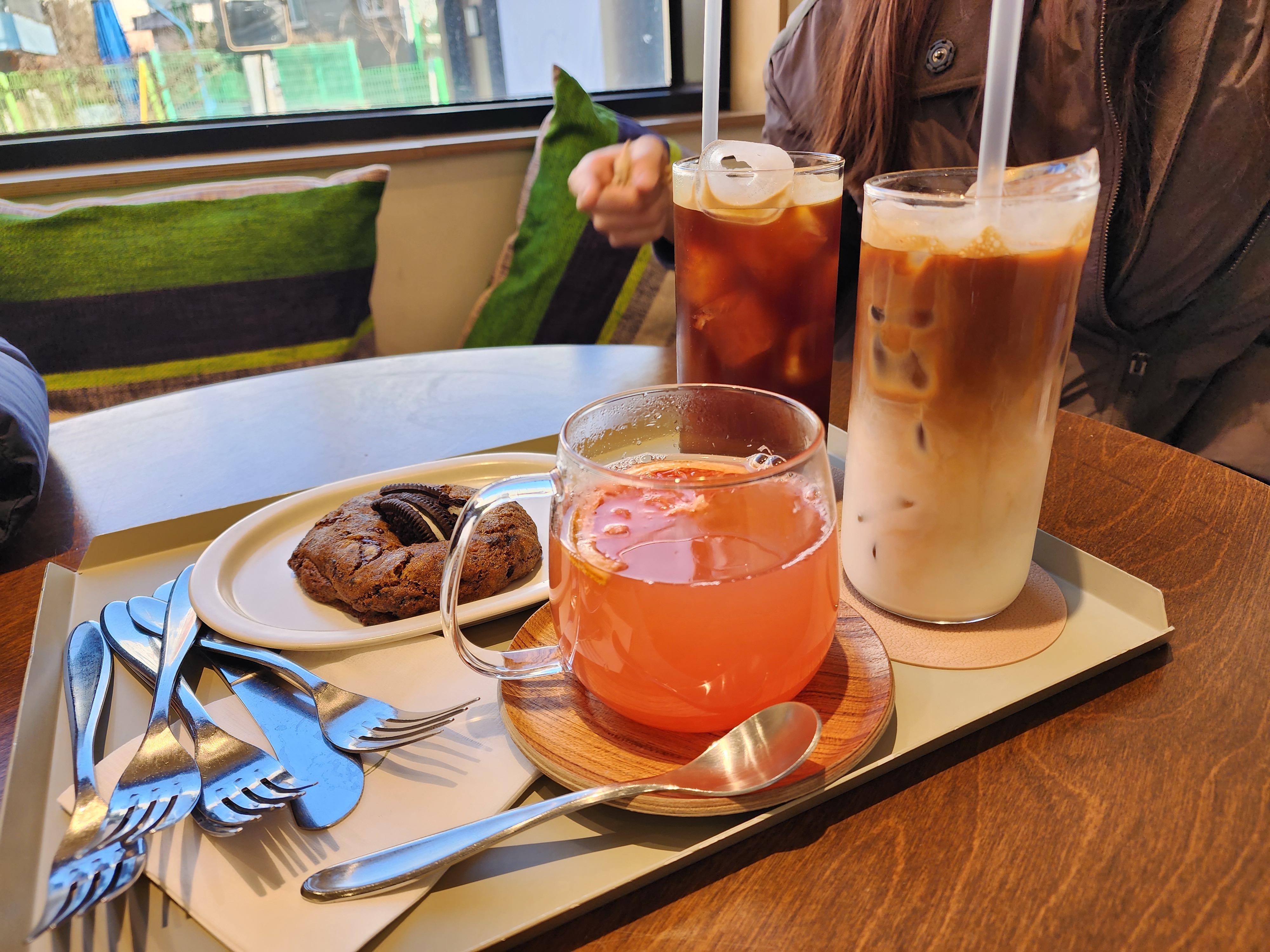 아메리카노, 카페라떼, 자몽차, 오레오 쿠키